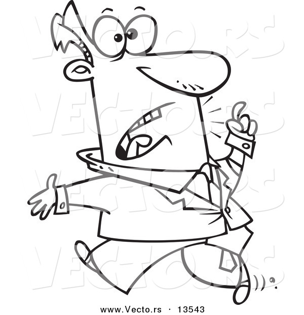 Vector of a Cartoon Businessman Walking the Walk - Coloring Page Outline