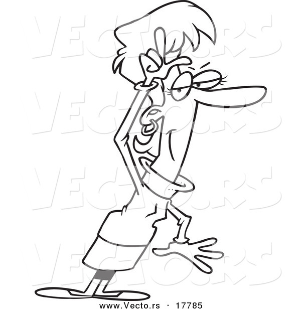 Vector of a Cartoon Businesswoman Gesturing Loser - Outlined Coloring Page