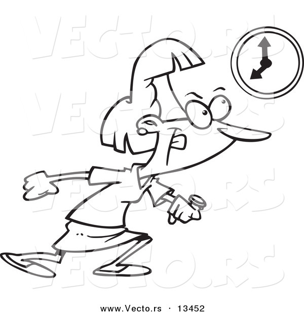 Vector of a Cartoon Businesswoman Leaving Work at the End of the Day - Coloring Page Outline