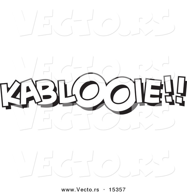 Vector of a Cartoon Cartoon Black and White Outline Design of KABLOOIE - Coloring Page Outline