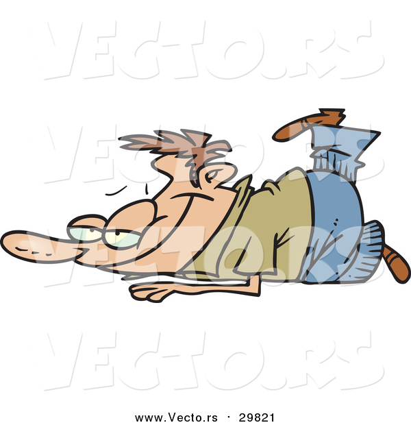 Vector of a Cartoon Caucasian Man Relaxing on the Ground