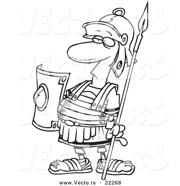 Vector of a Cartoon Centurion Guard - Outlined Coloring Page