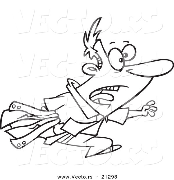 Vector of a Cartoon Chasing Businessman - Outlined Coloring Page