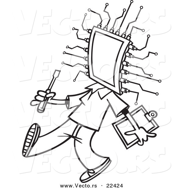 Vector of a Cartoon Chip Head - Coloring Page Outline