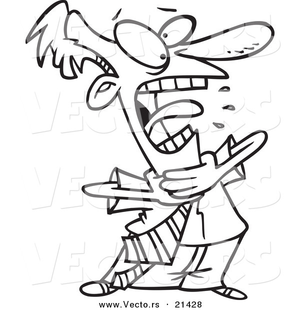 Vector of a Cartoon Choking Businessmanb - Outlined Coloring Page