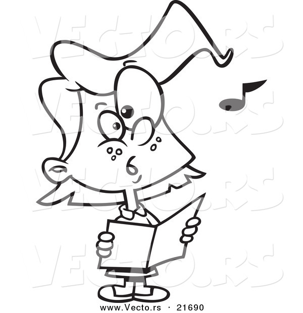 Vector of a Cartoon Chorus Girl Singing - Outlined Coloring Page