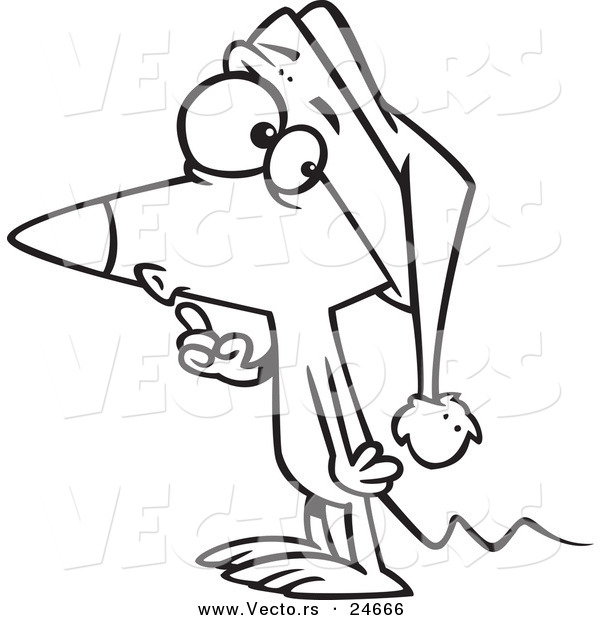 Vector of a Cartoon Christmas Mouse Gesturing to Hush - Outlined Coloring Page