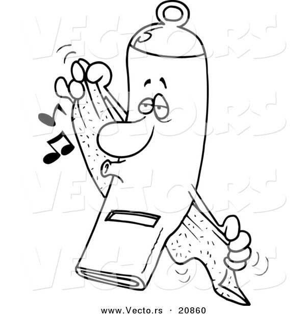 Vector of a Cartoon Clean Whistle Towel Drying - Coloring Page Outline