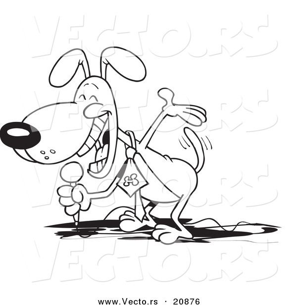 Vector of a Cartoon Comedian Dog - Coloring Page Outline