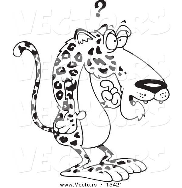Vector of a Cartoon Confused Jaguar - Coloring Page Outline