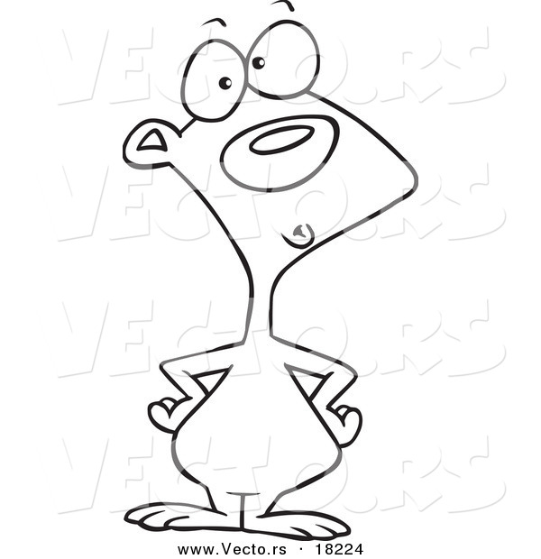 Vector of a Cartoon Confused Rodent - Outlined Coloring Page