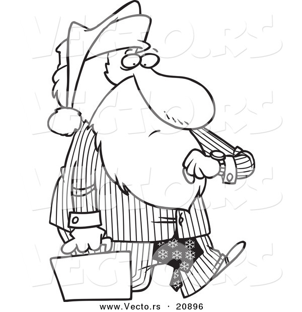Vector of a Cartoon Corporate Santa - Coloring Page Outline