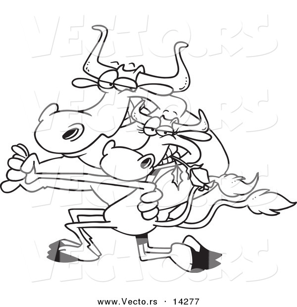 Vector of a Cartoon Cow Couple Dancing the Tango - Coloring Page Outline