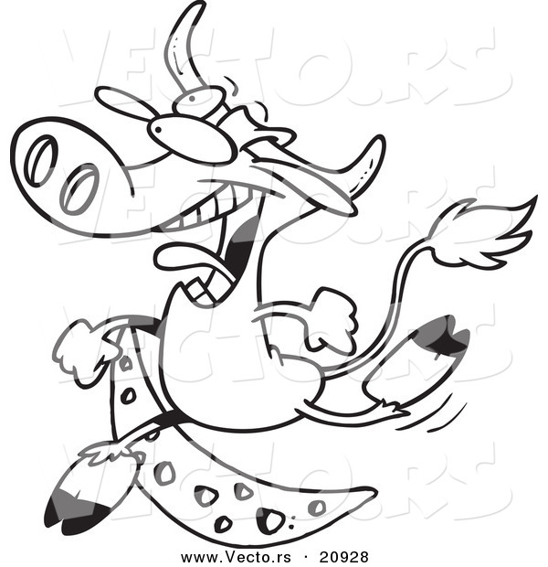Vector of a Cartoon Cow Jumping over the Moon - Coloring Page Outline