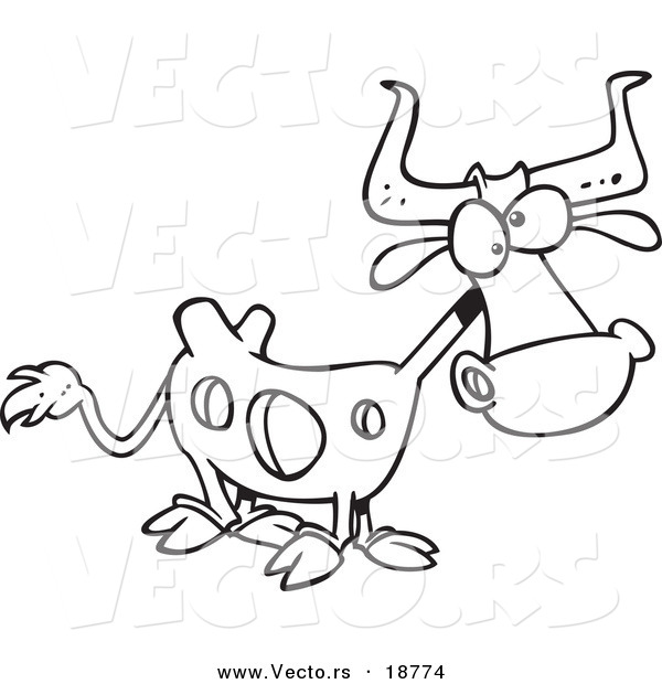 Vector of a Cartoon Cow with Holes - Outlined Coloring Page