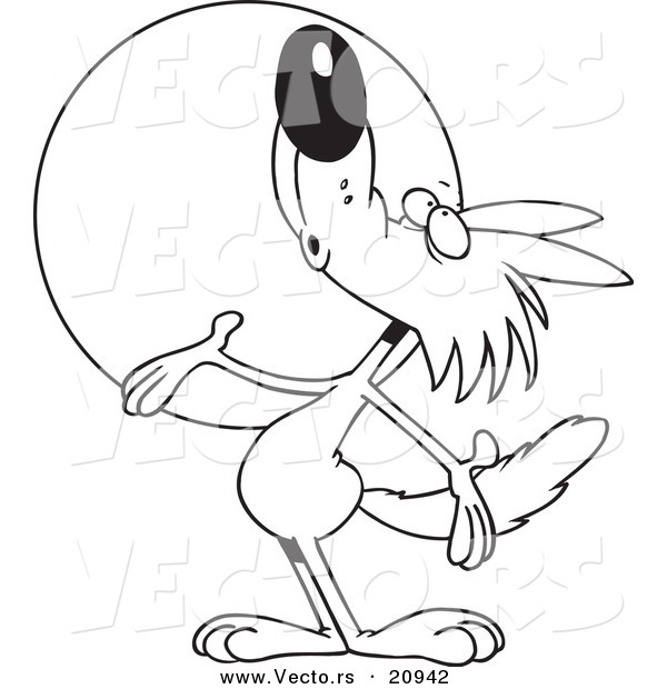Vector of a Cartoon Coyote Howling - Coloring Page Outline