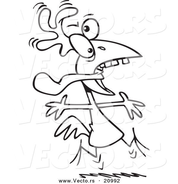 Vector of a Cartoon Crazy Rooster - Coloring Page Outline