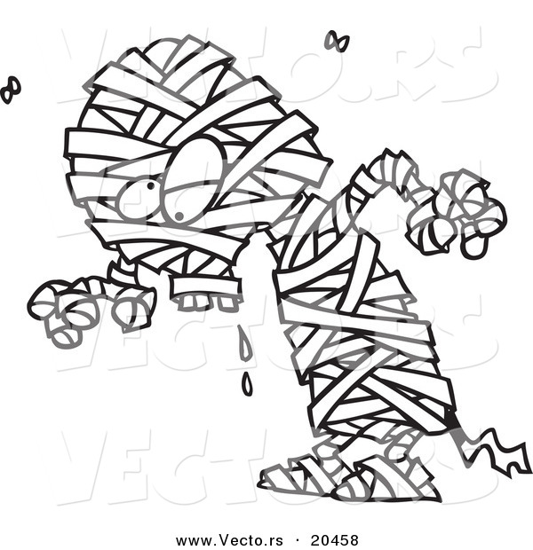 Vector of a Cartoon Creepy Mummy - Coloring Page Outline