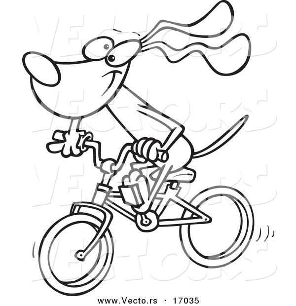 Vector of a Cartoon Cycling Dog - Coloring Page Outline