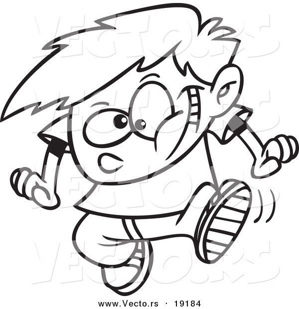 Vector of a Cartoon Dancing Boy - Outlined Coloring Page