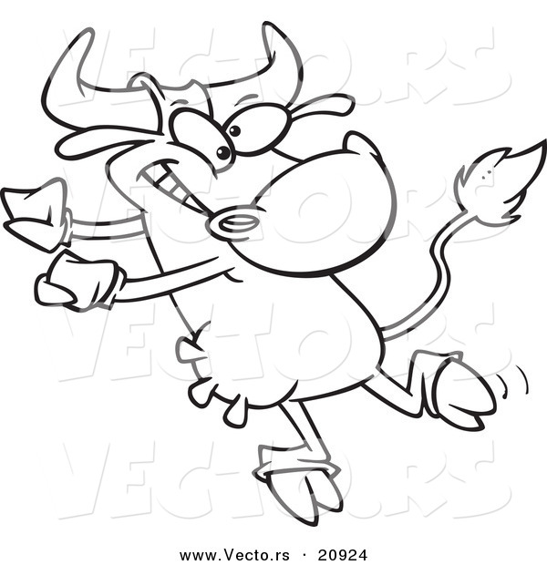 Vector of a Cartoon Dancing Cow - Coloring Page Outline