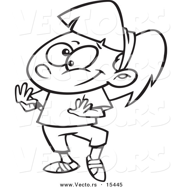 Vector of a Cartoon Dancing Jazzercise Girl - 1 - Coloring Page Outline