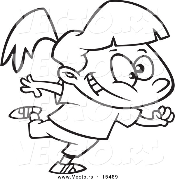 Vector of a Cartoon Dancing Jazzercise Girl - 2 - Coloring Page Outline