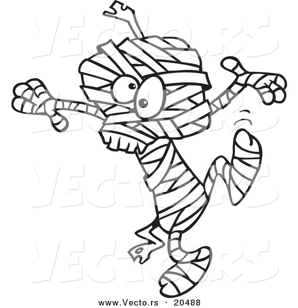 Vector of a Cartoon Dancing Mummy - Coloring Page Outline