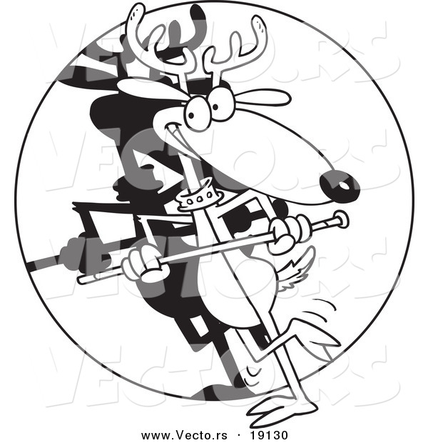 Vector of a Cartoon Dancing Reindeer - Outlined Coloring Page