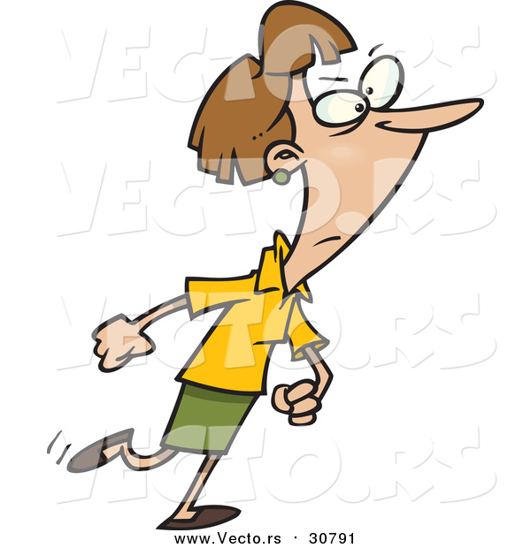 Vector of a Cartoon Determined White Woman Stomping
