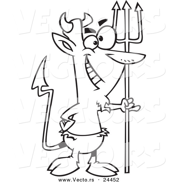 Vector of a Cartoon Devil with Hooves - Outlined Coloring Page