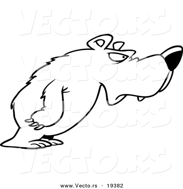 Vector of a Cartoon Disgruntled Bear - Outlined Coloring Page