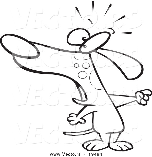 Vector of a Cartoon Dog Pointing - Outlined Coloring Page