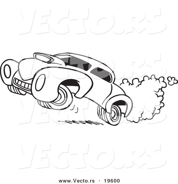 Vector of a Cartoon Dragster - Outlined Coloring Page