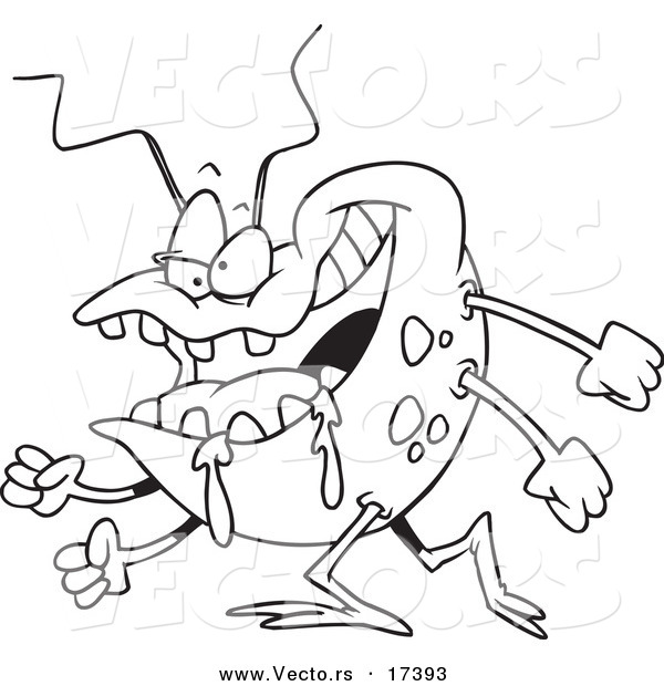 Vector of a Cartoon Drooling Bug - Coloring Page Outline