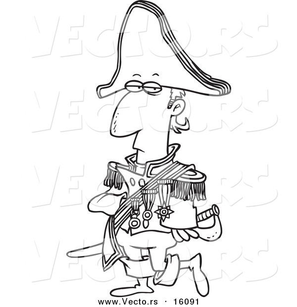 Vector of a Cartoon Emperor - Outlined Coloring Page Drawing