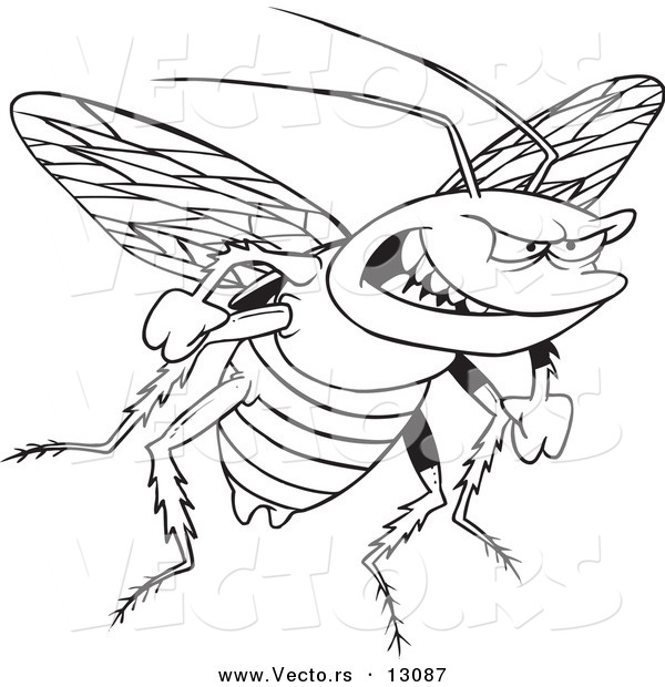 Vector of a Cartoon Evil Cockroach - Coloring Page Outline