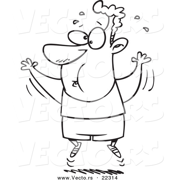 Vector of a Cartoon Exercising Man - Coloring Page Outline