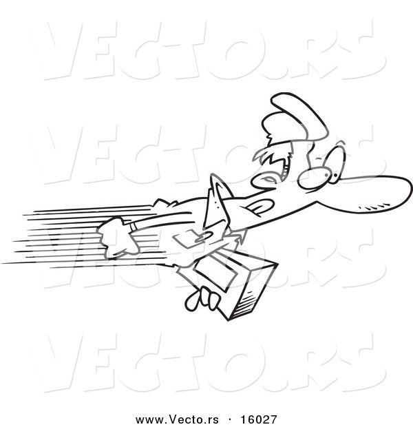 Vector of a Cartoon Express Delivery Man - Outlined Coloring Page Drawing