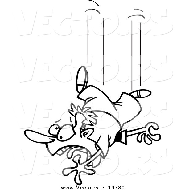 Vector of a Cartoon Falling Man - Outlined Coloring Page