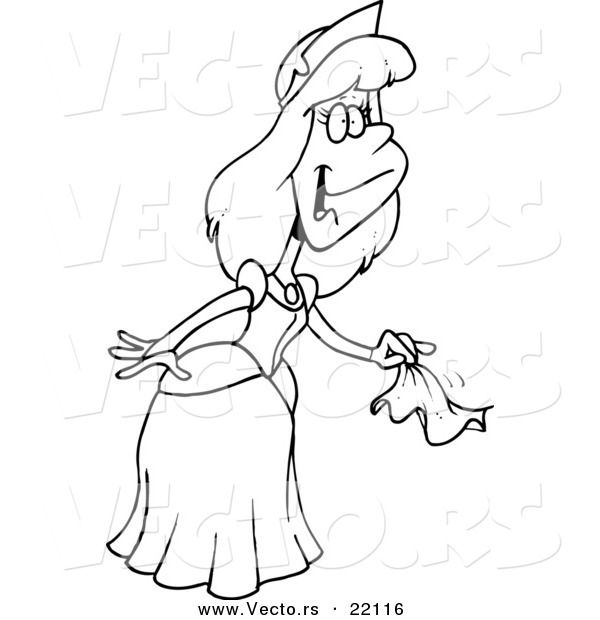 Vector of a Cartoon Farewell Princess - Outlined Coloring Page