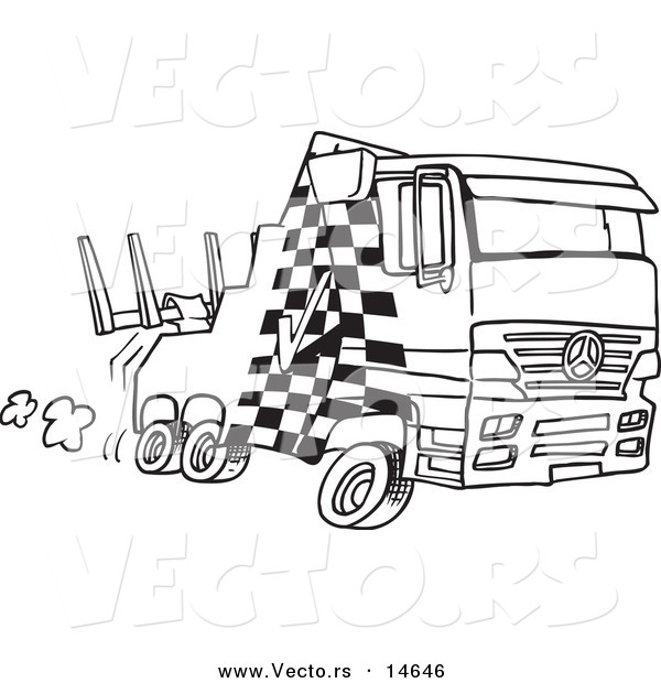 Vector of a Cartoon Fast Tow Truck - Coloring Page Outline