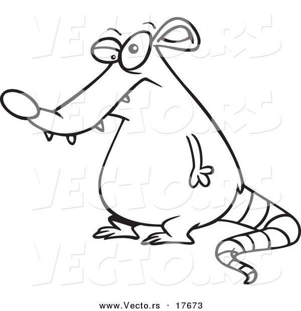 Vector of a Cartoon Fat Rat - Coloring Page Outline