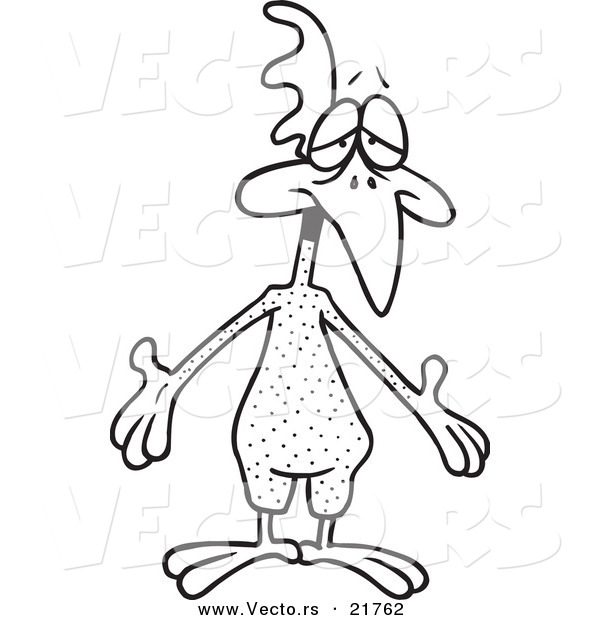 Vector of a Cartoon Featherless Chicken - Outlined Coloring Page