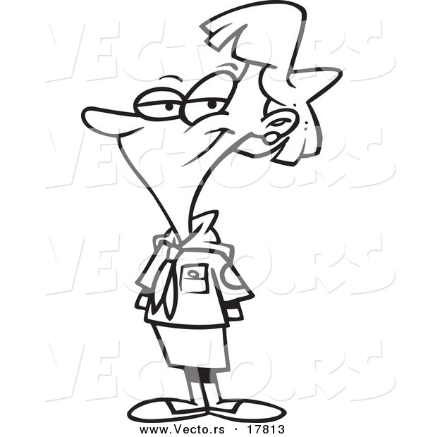 Vector of a Cartoon Female Scout Leader - Outlined Coloring Page