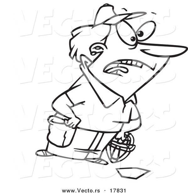 Vector of a Cartoon Female Umpire - Outlined Coloring Page