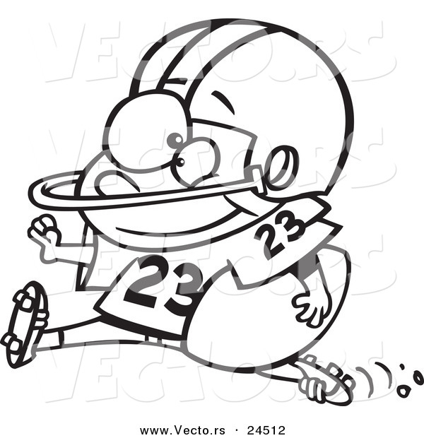 Vector of a Cartoon Football Halfback Running - Outlined Coloring Page