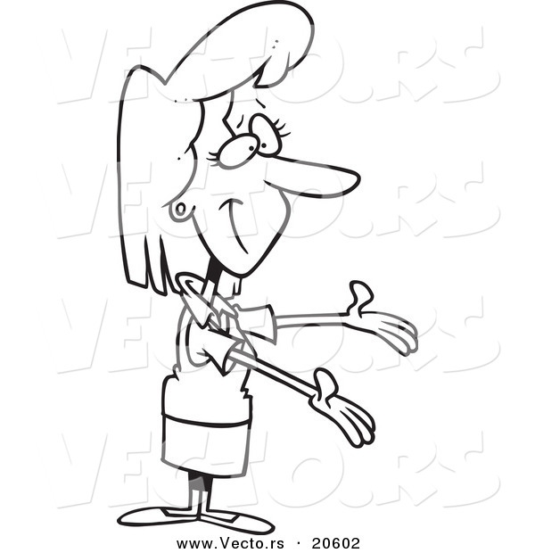 Vector of a Cartoon Forgiving Woman - Coloring Page Outline