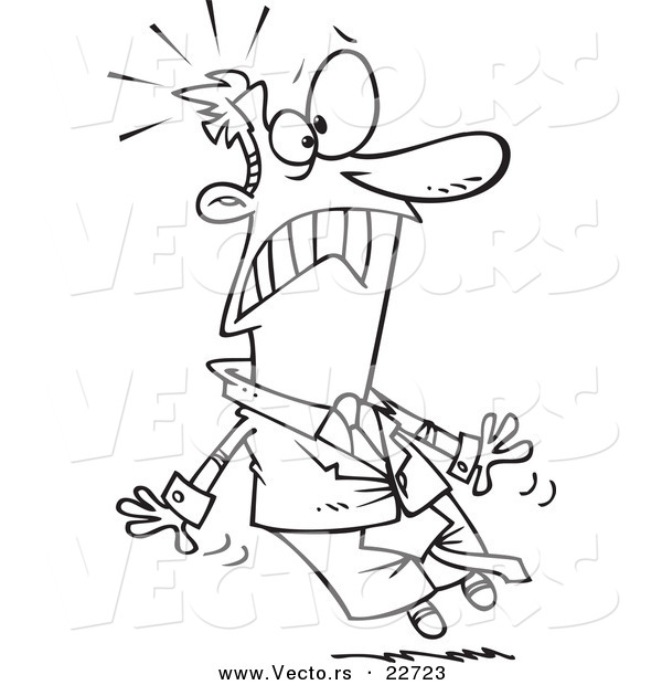 Vector of a Cartoon Freaked out Businessman - Coloring Page Outline