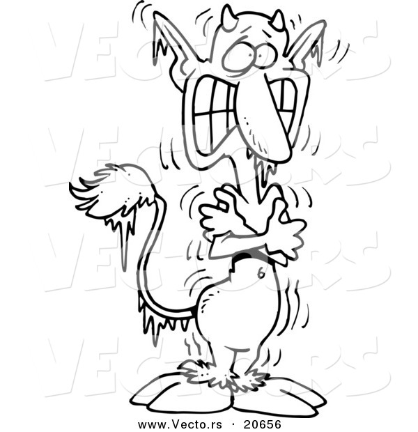 Vector of a Cartoon Freezing Faun - Coloring Page Outline